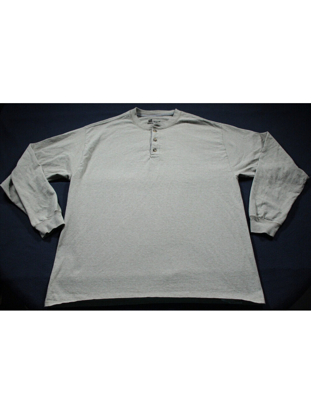 Hanes Beefy Henley Neck Long Sleeve T-Shirt Beige Shirt XL
